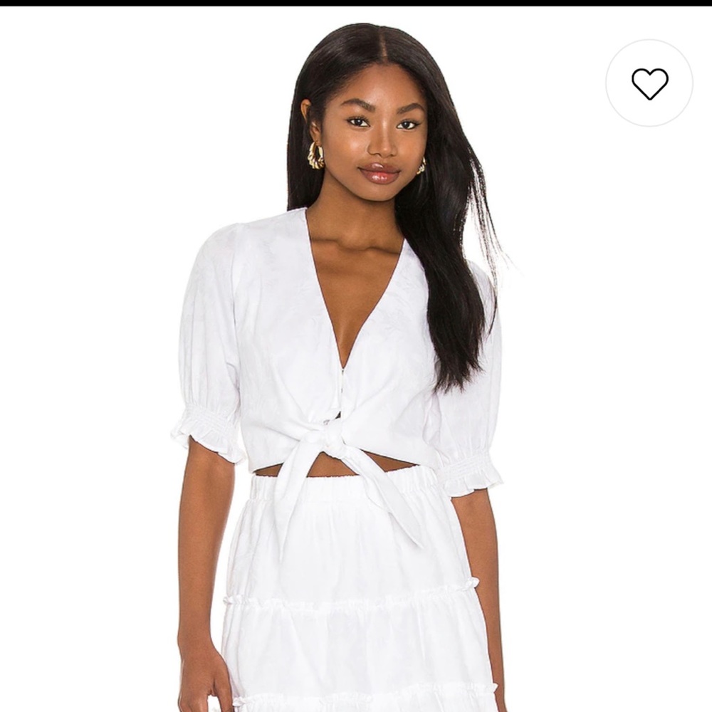NWT Kimmy Tie Top in White Tulips small